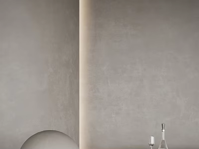 Minimalist Interior With Gray Textured Walls Semicircular Decor And Corner Ornaments 3d model