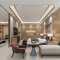 Modern Hotel Room Interior With Sofa Armchair Bed Decorative Painting And TV