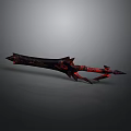 Fantasy Spiked Sword With Red And Black Detailed Design And Sharp Edges