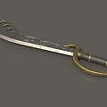 Decorative Weapon Featuring Engraved Blade Black Handle and Golden Ring 3d model