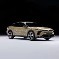 Golden Modern SUV With Sleek Exterior Black Silver Wheels And LED Headlights