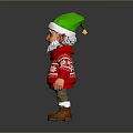 Christmas Elf Figure With Green Hat Red Snowflake Sweater White Beard And Brown Boots