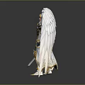 Mythical Angel Character In Armor With White Feathered Wings Golden Hair And Sword