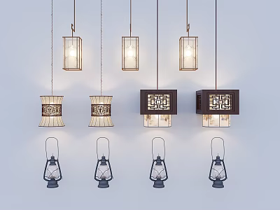 Various Stylish Chandeliers With Different Patterns And Shapes For Interior Decoration 3d model
