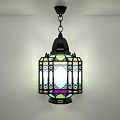 Colorful Stained Glass Chandelier With Black Metal Frame And Decorative Design For Elegant Lighting