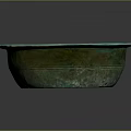 Antique Greenish Blue Bronze Basin With Decorative Edge And Circular Shape