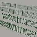 Green Metal Fences With Various Designs Arranged For Outdoor Decoration