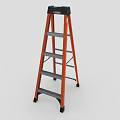Durable Orange Ladder With Silver Steps Black Top And Non Slip Pads