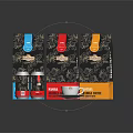 Original Premium Coffee Products With Colorful Packaging Cans Cup And Napkin