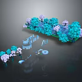 Modern Decorative Screen With Blue Purple Plants And Lush Greenery Landscape Design