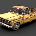 Vintage Yellow Rusty Truck With Weathered Body And Classic Design