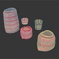Pink Striped Design Household Storage Containers With Metal Accents And Various Sizes