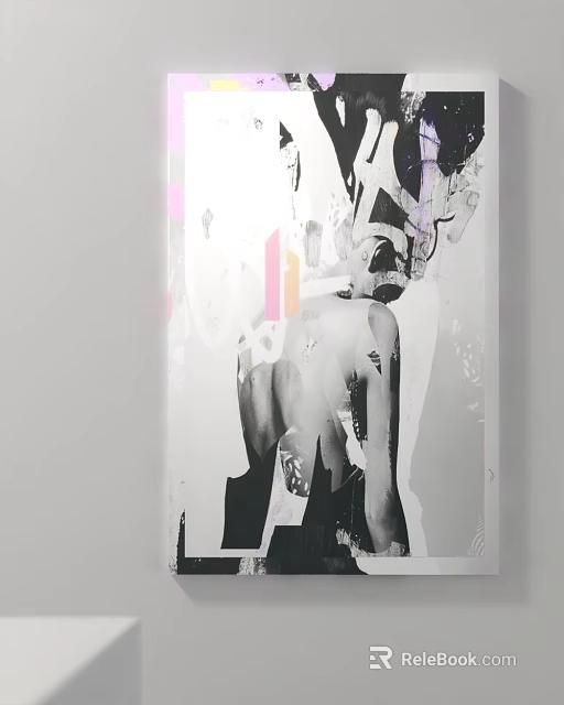 Abstract Collage Art Design With Female Back And Geometric Pink Shapes 3d model 