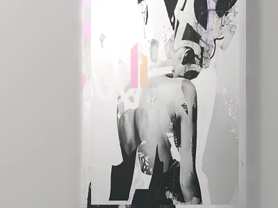 Abstract Collage Art Design With Female Back And Geometric Pink Shapes 3d model
