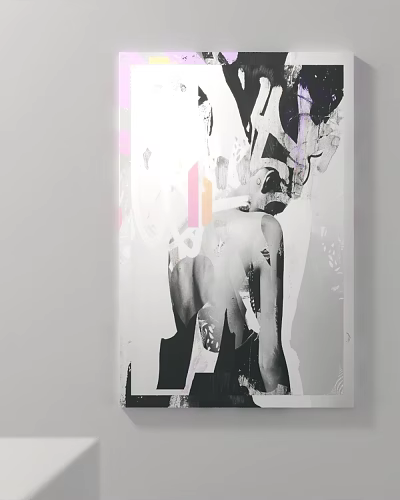 Abstract Collage Art Design With Female Back And Geometric Pink Shapes 3d model