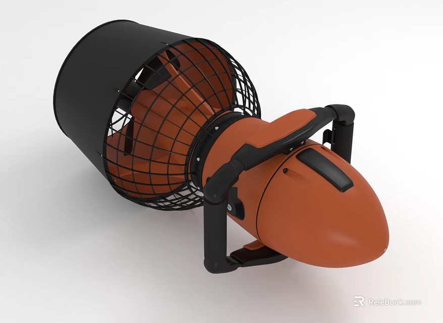 Orange And Black Portable Electric Fan With Protective Mesh Cover And Handle Design 3d model 