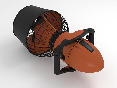 Orange And Black Portable Electric Fan With Protective Mesh Cover And Handle Design 3d model