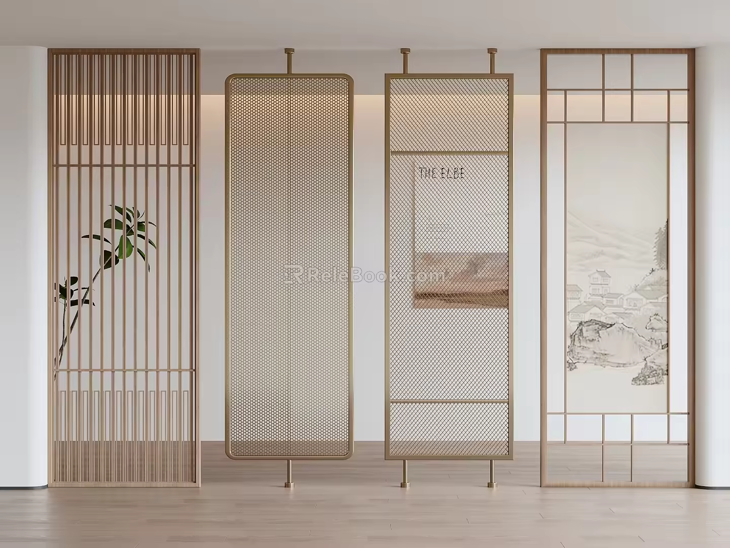 Modern Screen Partition Metal Partition Wooden Screen Entrance Partition 3d model
