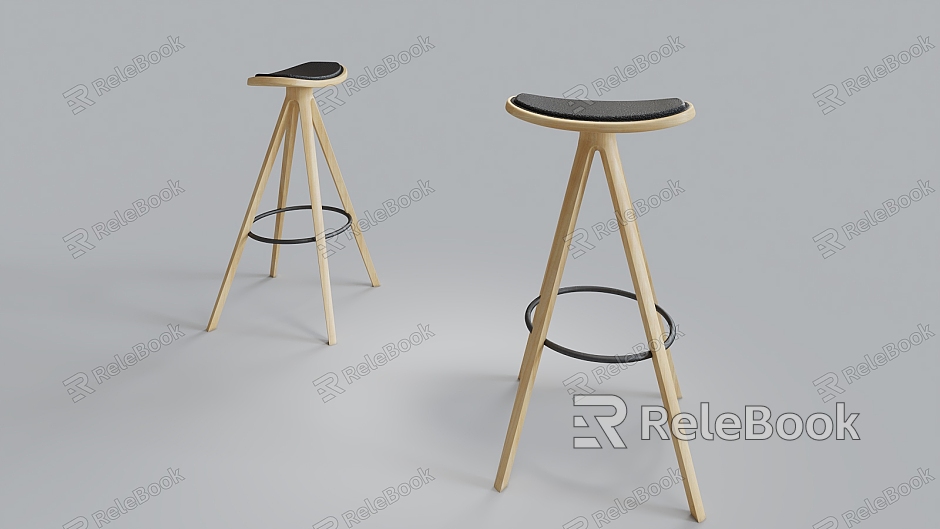 Modern Bar Stool Leather Wooden Chair model