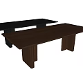 Modern Brown Black Wooden Rectangular Dining Table With Wide Solid Legs 3d model