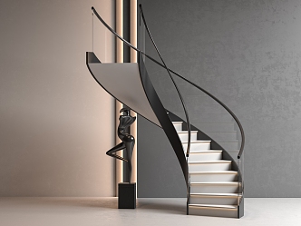 modern revolving staircase 3d model