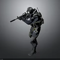 Tactical Military Soldier Character Wearing Helmet Goggles Backpack And Holding Rifle