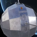 Satellite Orbiting Earth In Space With Night Lights And Continental View
