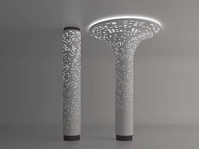 Modern Decorative Columns With Illuminated Top And Perforated Dot Pattern 3d model