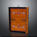 Architectural Red Carved Decorative Panel With Rivet Accents And Intricate Patterns