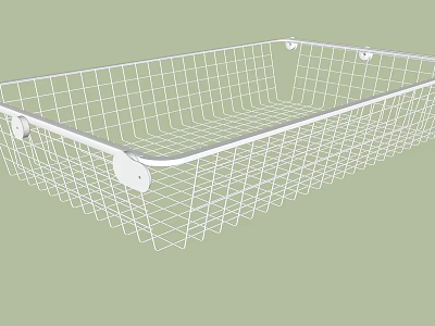 White Metal Wire Storage Basket with Handles and Grid Design for Organizing 3d model