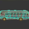 Vintage Bus Turquoise And Red Exterior Classic Retro Design Details