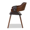 Modern Leisure Chairs With Black Leather Seats Wooden Legs And Armrests Design