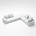 White Modern Sectional Sofa With Comfortable Cushions And Clean Lines 3d model