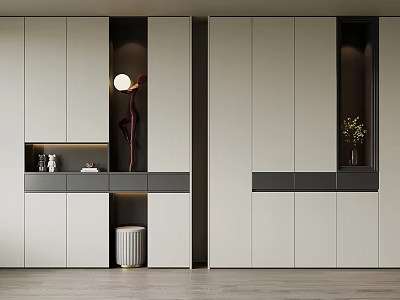 Modern Minimalist Entryway Cabinet And Side Cabinet With Sleek Design And Ambient Lighting 3d model