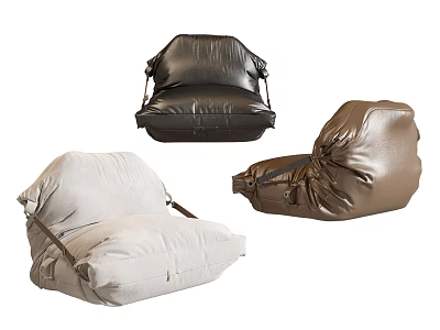 Stylish Comfortable Bean Bag Chairs in Black Brown and Beige Modern Living Room 3d model