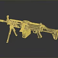 Modern Military Machine Gun With Tripod Ammunition Belt Magazine And Metal Finish