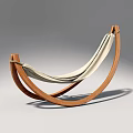 Comfortable Hammock With Wooden Curved Frame And Light Canvas Fabric For Relaxation