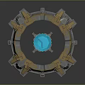 3D Circular Ornamental Structure With Blue Transparent Center And Intricate Details