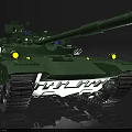 Green Modern Military Tank with Long Barrel Track System Turret and Headlights
