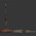 Ancient Traditional Weapons Collection With Spear Bow And Leather Quiver