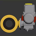 Yellow Valve Body with Gray Electric Actuator Flange Connection Mechanical Part