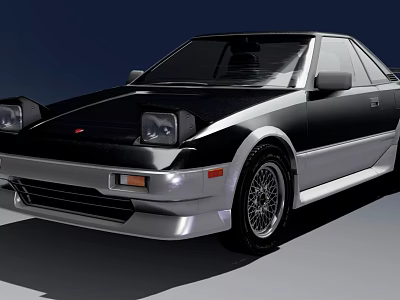 Black Classic Two Door Sports Coupe Car With Sleek Body And Alloy Wheels 3d model