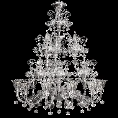 Elegant Multi Tiered Crystal Chandelier With Intricate Glass Ornate Details 3d model