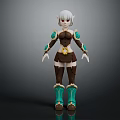 Fantasy Game Character Featuring White Hair Elf Ears Brown Green Outfit And Green Boots