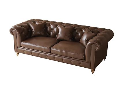 Leather sofa French double sofa 3d model