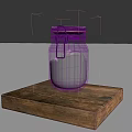Glass Jar Containing Sand For Sculpture Carving On Wooden Base
