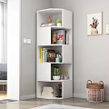 White Modern Bookshelf With Books Green Plants And Decorative Items