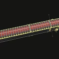 Long Barrelled Weapon With Red And Yellow Striped Cylindrical Structure 3d model