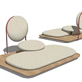 Modern Minimalist Single Seater Sofa Furniture With Wooden Base White Cushion And Red Metal Frame