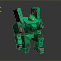 Green Mechanical Robot Character With Glowing Accents And Armor Structure Design 3d model